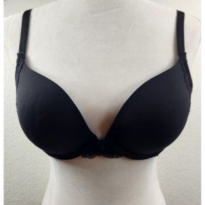Victoria's Secret Black Light Push Up Lace Trim Underwire Bra 34D